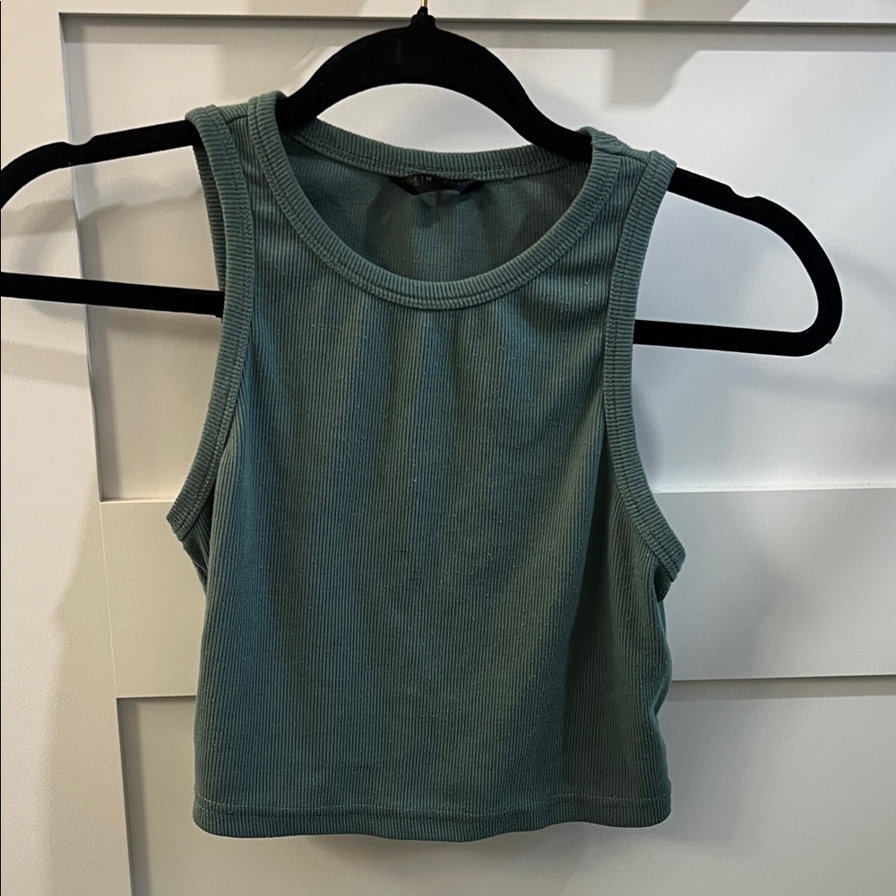 SHEIN Military Green Ribbed Crop Top